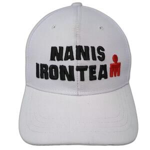 XFLEX Baseball Cap White Nanis Ironteam Ironman Hat Size L Fitted Stretch OS